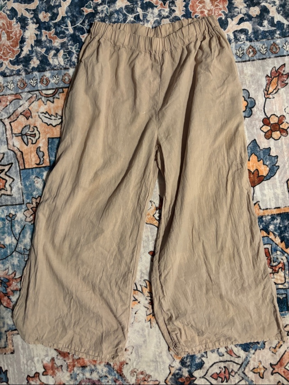 NWOT Beige Wide-Leg Cotton Pants